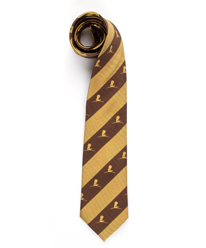 Bold Stripe Regimental Silk Tie - Brown and Gold